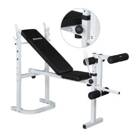 Weight Bench with Adjustable Workout Bench and Barbell Rack and Leg Developer, Foldable Weight Bench for Home Gym