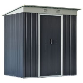 Outsunny 6' x 4' Metal Lean to Garden Shed, Outdoor Storage Shed, Garden Tool House with Double Sliding Doors, 2 Air Vents for Backyard, Patio, L