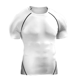 Compression T Shirt Men Sportswear Running T-shirt Dry Sport Tops (Color: White, size: XXL)