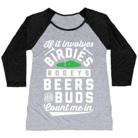 IF IT INVOLVES GOLF COUNT ME IN WOMEN'S TRI-BLEND BASEBALL TEE (Size-Color: medium-Athletic Gray / Black, Style: Women's Tri-Blend Baseball Tee)